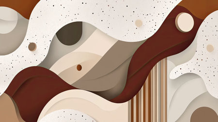 This abstract artwork features flowing waves in earthy tones, combining smooth textures and organic shapes. Perfect for modern interior decor themes.の素材