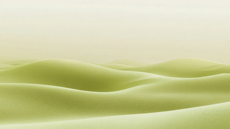 Soft green hills extend gently under a light misty sky, creating a peaceful and serene landscape. Ideal for conveying tranquility and nature's beauty.の素材