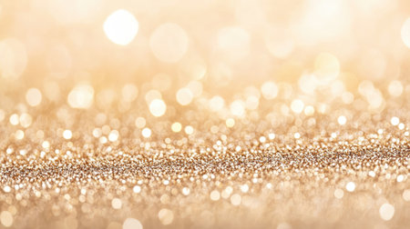 This shimmering gold glitter background features a soft glow and sparkling light, perfect for celebrations, events, and artistic designs, creating a festive atmosphere.の素材