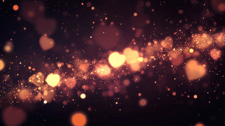 Vibrant hearts and sparkling bokeh create a magical atmosphere, perfect for celebrating love and joy. Ideal for romantic themes and festive occasions.の素材