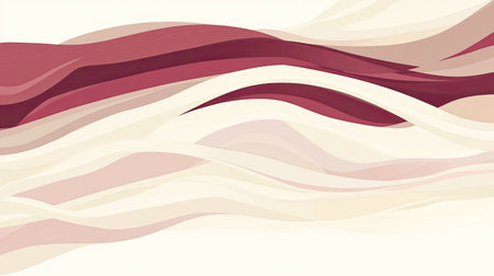 This image features an abstract design with wavy shapes in rich red and soft cream tones, ideal for modern decor, branding, and artistic projects.の素材