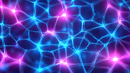 Vivid abstract background featuring interconnected lines in vibrant colors. This visually striking design captures the essence of modern technology and digital innovation.の素材