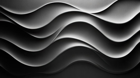 This abstract image features flowing black and white waves, creating a sense of movement and elegance. Ideal for modern design projects and artistic backgrounds.の素材