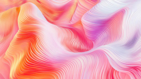 A stunning abstract design showcasing vibrant waves in soft pink and orange tones, creating a dynamic and harmonious visual experience for creative projects.の素材