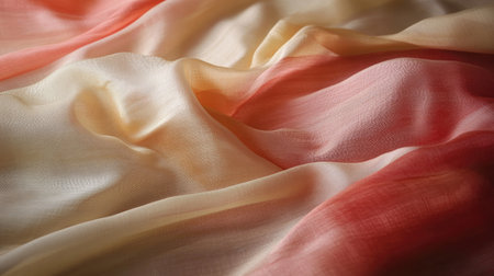 This image showcases a beautiful arrangement of soft fabric, featuring warm tones that flow elegantly. Ideal for backgrounds, designs, and fashion themes.の素材