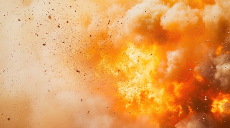 A captivating image showcasing a powerful explosion with vibrant flames and dense smoke, emphasizing the intensity and chaos of fire in an dynamic environment.の素材