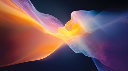 A mesmerizing scene of colorful abstract waves blending together, creating a dynamic visual experience. Ideal for backgrounds and artistic projects.の素材