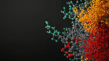 Stunning abstract visualization of colorful molecular structures, illustrating the beauty of science and technology, perfect for educational or artistic applications.の素材