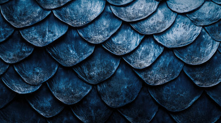 Explore this dark blue textured scales pattern, perfect for design projects. The intricate details and smooth surface create a unique backdrop for creative work.の素材
