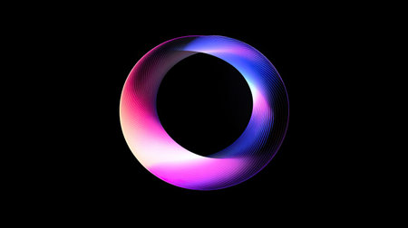 This vibrant abstract circular design features colorful gradient swirls, creating a sense of motion and energy. Perfect for digital art projects and modern backgrounds.の素材