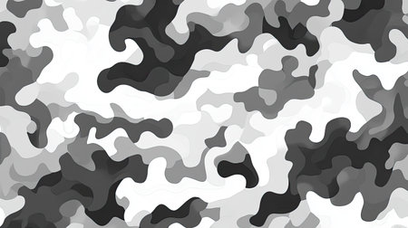 This abstract camouflage pattern features a stylish combination of gray and white hues, ideal for background design in various creative projects and applications.の素材