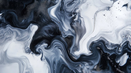 Explore an abstract composition featuring dynamic swirls in black and white. This fluid artwork creates a captivating visual experience, perfect for various design projects.の素材