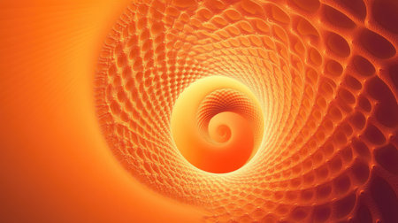A captivating abstract spiral pattern features warm orange tones and intricate textures, creating a dynamic visual experience. Ideal for creative projects.の素材