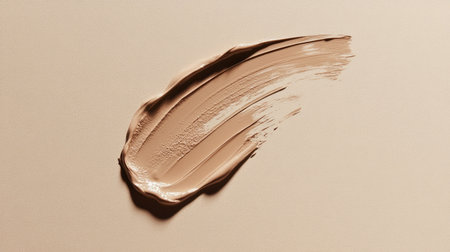 A smooth beige foundation swatch rests on a cream background, showcasing its rich texture and color. Ideal for beauty and cosmetic projects.の素材