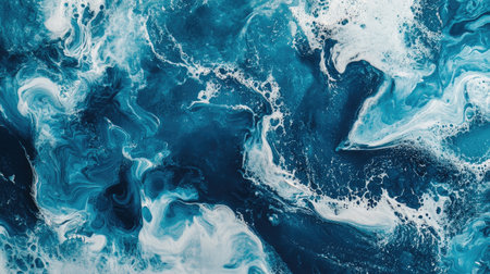 Discover a mesmerizing abstract background featuring swirling shades of ocean blue and white. Perfect for creative projects, this texture embodies fluid movement and artistic depth.の素材