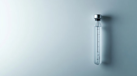A clear glass laboratory flask featuring a measured scale, ideal for precise science applications. The minimalist design highlights its transparency and functionality.の素材
