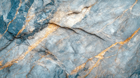 This image showcases a beautiful rock surface featuring blue and gold tones. The intricate patterns and natural texture create a stunning visual for various applications, including backgrounds and artworks.の素材