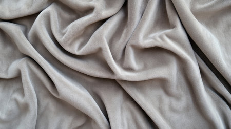 This image features a soft fabric texture in a neutral tone, showcasing gentle folds and drapes. Ideal for backgrounds, design projects, and textile studies.の素材