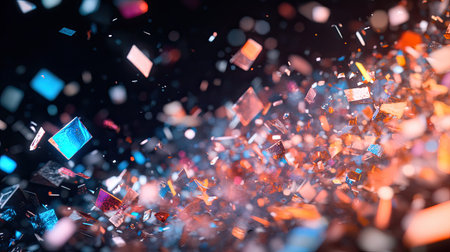 A stunning visual representation of vibrant abstract particles in motion. The glowing elements create an enchanting atmosphere, ideal for creative projects.の素材