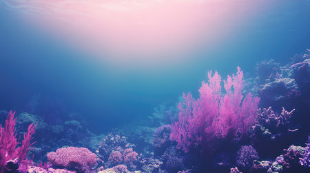 Explore a serene underwater landscape showcasing vibrant coral formations. Soft light filters through the water, creating a tranquil atmosphere ideal for nature lovers.の素材