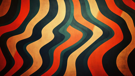 This abstract design features colorful wavy patterns in warm earthy tones. It evokes a sense of movement and rhythm, perfect for creative projects.の素材