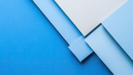 A visually striking abstract composition featuring layered blue and white sheets. The geometric arrangement creates a sense of depth and modernity, perfect for design projects.の素材