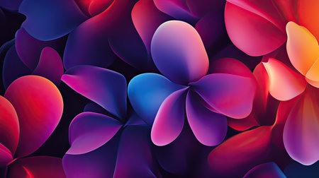 A stunning abstract floral design featuring colorful petals in vibrant tones. This artwork captures the beauty and elegance of nature with a smooth and harmonious composition, perfect for various creative projects.の素材