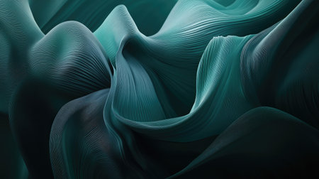 A mesmerizing abstract image showcasing fluid waves in green and blue hues, featuring soft textures and intricate patterns that evoke a sense of elegance and tranquility.の素材