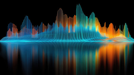 Explore a stunning digital art piece showcasing a vibrant sound wave visualization. The colorful pattern reflects a sense of energy and creativity, perfect for modern design projects.の素材