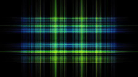 This image features an abstract composition of colorful lines and stripes in green and blue tones, creating a dynamic and vibrant background suitable for various design projects.の素材