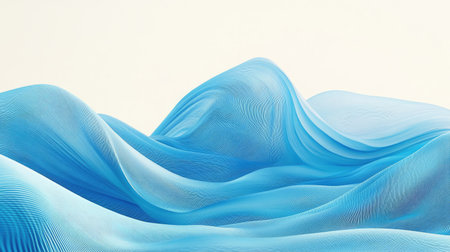 A stunning abstract representation of flowing blue waves, creating a serene and tranquil atmosphere. Ideal for backgrounds, designs, and inspirational projects.の素材