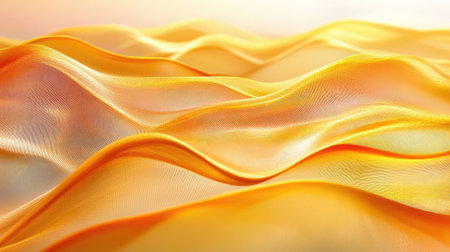 Beautiful yellow fabric displays elegant waves under soft light, creating a serene and artistic background. Ideal for design, fashion, or decor projects.の素材