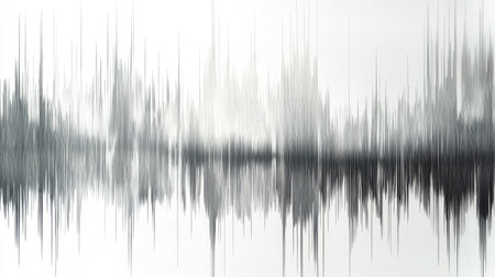 Abstract representation of an audio waveform in a striking black and white style. This visual captures the essence of sound dynamics and creative expression.の素材