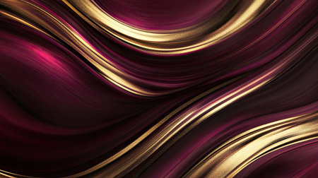 This stunning abstract image showcases elegant waves of burgundy and gold, creating a sophisticated and luxurious feel. Ideal for backgrounds and artistic projects.の素材