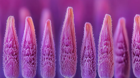 Explore the intricate details of vibrant purple petals showcasing stunning textures and organic beauty. A mesmerizing view of floral elements in nature.の素材