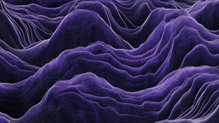 Explore the beauty of abstract purple wave patterns with intricate textures and depth. This digital artwork captivates with its flowing lines and organic shapes.の素材