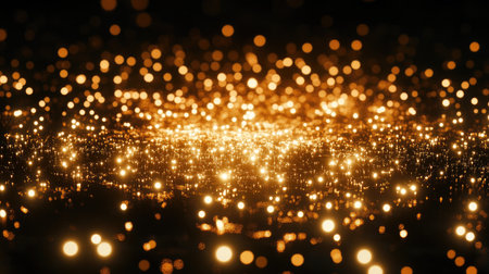 A mesmerizing display of shimmering golden lights creates an enchanting atmosphere. This captivating abstract image evokes feelings of warmth and elegance.の素材