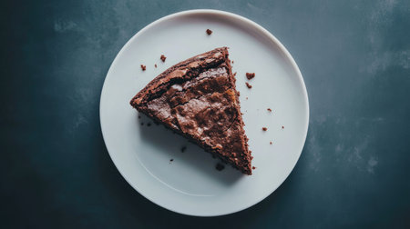 A gourmet slice of rich chocolate cake presented on a white plate against a dark background, showcasing its moist texture and sweet, indulgent appeal. Perfect for dessert lovers.の素材