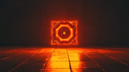 Minimalist AI concept with a glowing circuit board design emerging from the surface, surrounded by clean spaceの素材