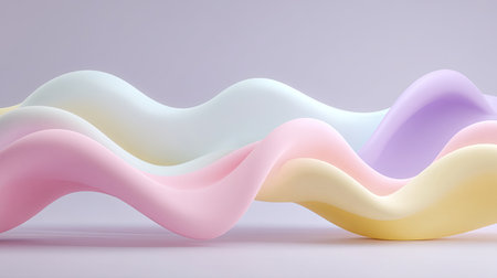 A captivating abstract representation of soft pastel waves flowing in rhythmic motion, perfect for creative projects and calming visual inspiration.の素材