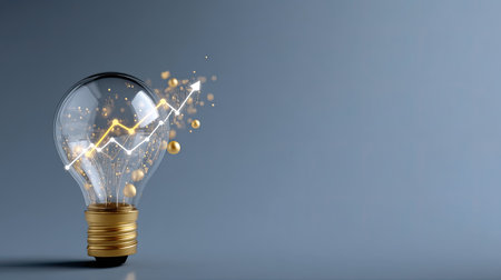 An artistic representation of a light bulb featuring abstract graph elements that symbolize innovation and growth. Perfect for business concepts.の素材