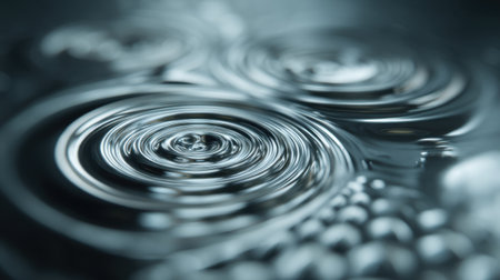 Explore the mesmerizing beauty of water ripples in this close-up image, showcasing intricate patterns and soft reflections that evoke calmness and tranquility.の素材