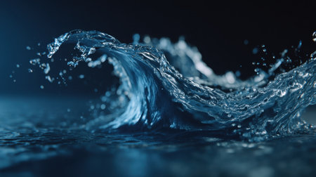 Majestic water wave showcasing intricate details and vibrant textures. Ideal for creative projects focusing on nature, fluid dynamics, and artistic photography.の素材