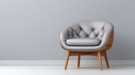 Business suit over a simple chair in a waiting room, neutral background tones with ample space for overlaysの素材