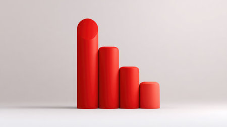 Financial bar chart climbing toward a red goal point at the top, elegant white space left for designの素材