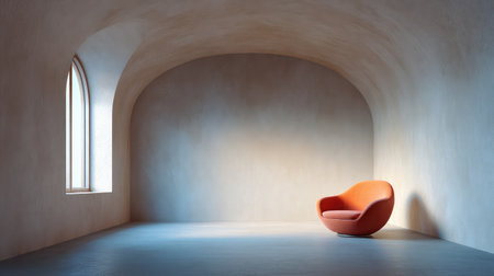 Concept studio with minimal furnishings, wall textures, and floor space left clean for overlaysの素材