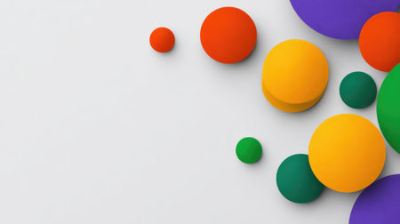 Clean background of bold flat circle silhouettes on angled grid layout, modern and stylish with white spaceの素材