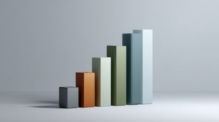 Business milestone markers laid out along a graph, minimal layout with neutral tones and copy spaceの素材