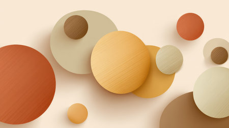 Clean digital background featuring geometric shapes and round flat design elements in a soft paletteの素材