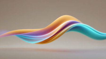 Abstract waves of colored light flowing over a neutral background, symbolizing creativity in motion with spaceの素材